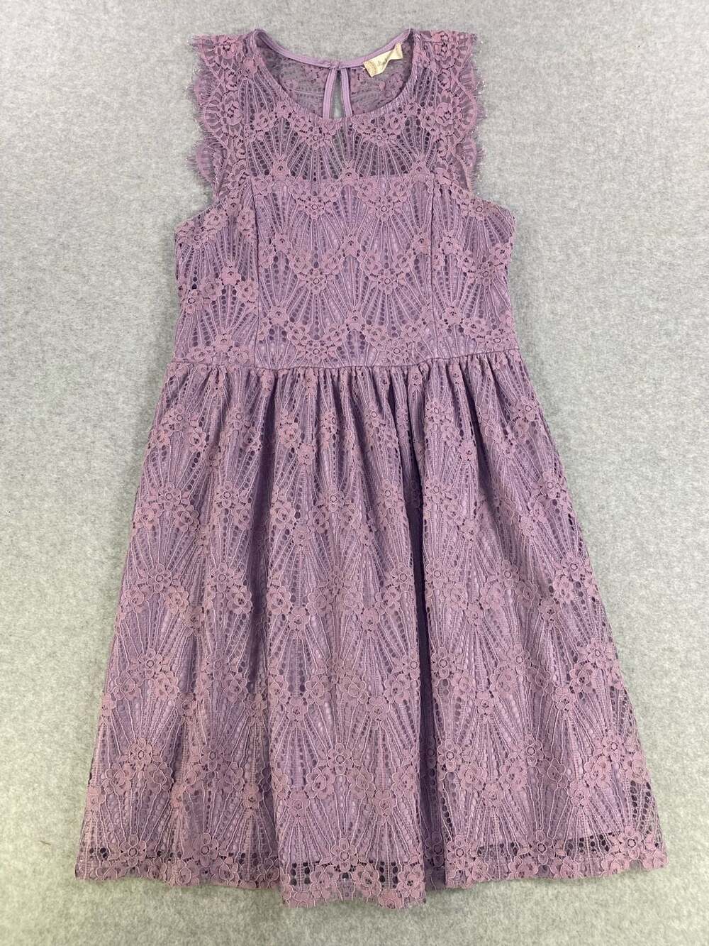 Altar'd State Purple Floral Lace Sleeveless Babydoll Mini Dress Size M